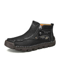 Men's Top-Quality Motorcycle Boots Hand-Stitched Genuine Leather Boots-Wide Toe, Waterproof, Anti-Slip, Anti-Sprain, Suitable for Work, Driving, Hiking