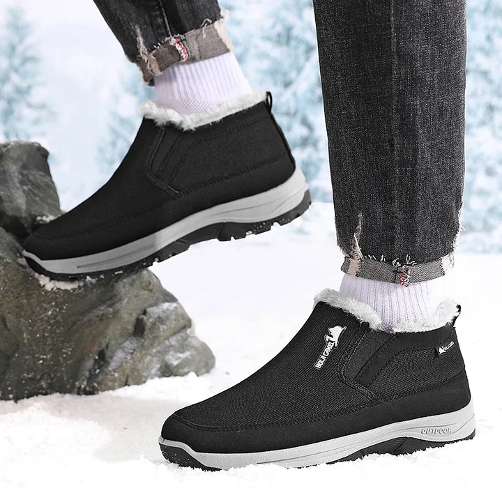 (⏰ Almost Gone!!!) Men's Outdoor Slip-on Warm Hiking Boots - Waterproof, Slip-resistant, Puncture-resistant - Arch Support, Wide Toe - Suitable for Everyday Wear and Outdoor Adventures