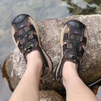 Men's Lightweight Leather Hiking Sandal Lightweight Non-Slip Orthopedic Support Sandal