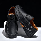 Men's Orthopedic Slip-Ons | Hand-Stitched Leather | 18mm Arch Support | 4E Wide Fit