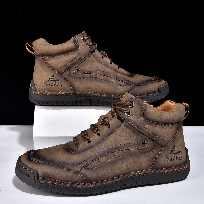 Men‘s Orthopedic Walking Boots-Slip On in Seconds; Built-in Arch Support; Wide Toe; Stable Every Step
