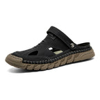 (⏰Limited Time Sale 70% OFF 🔥)Men's Premium Leather Orthopedic Sandals Handcrafted Full-Grain Leather-Closed Toe, Arch Support, Anti-Slip, Shock-Absorbing, Suitable for Riding, Gardening, Daily Errands
