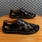 (⏰LAST DAY! 55% OFF 🔥) Men's Orthopedic Leather Fisherman Sandals | Breathable Closed-Toe Adjustable Outdoor Summer Comfort & Pain Relief