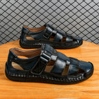 (⏰LAST DAY! 55% OFF 🔥) Men's Orthopedic Leather Fisherman Sandals | Breathable Closed-Toe Adjustable Outdoor Summer Comfort & Pain Relief