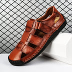 (⏰LAST DAY! 55% OFF 🔥) Men's Orthopedic Leather Fisherman Sandals | Breathable Closed-Toe Adjustable Outdoor Summer Comfort & Pain Relief