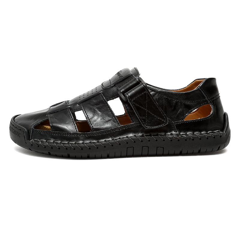 (⏰LAST DAY! 55% OFF 🔥) Men's Orthopedic Leather Fisherman Sandals | Breathable Closed-Toe Adjustable Outdoor Summer Comfort & Pain Relief