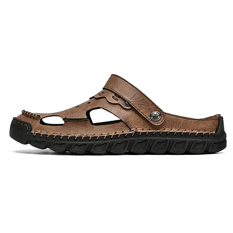 (⏰Last Day 70% OFF🔥)Men's 40+ Orthopedic Closed-Toe Sandals – Full-Grain Leather, Adjustable, Handmade for Fishing, Gardening & Daily Wear