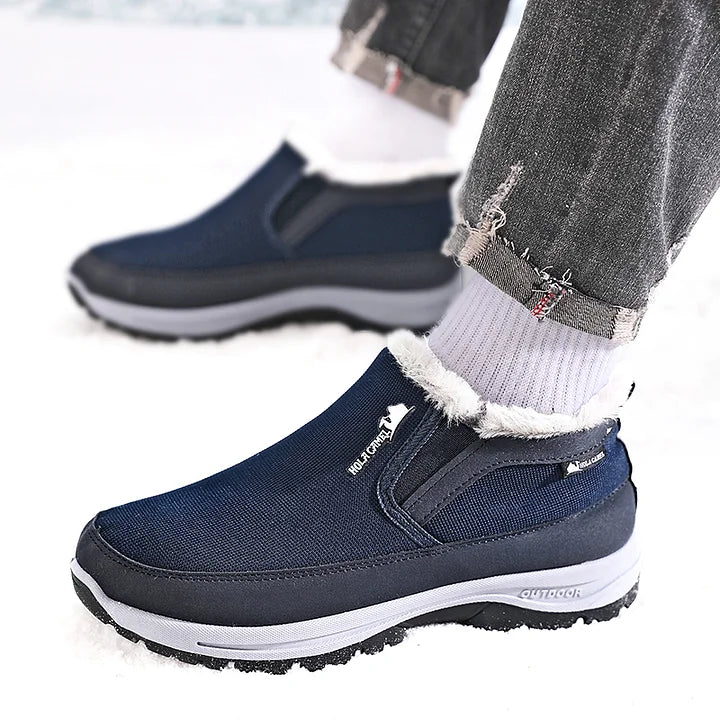 (⏰ Almost Gone!!!) Men's Outdoor Slip-on Warm Hiking Boots - Waterproof, Slip-resistant, Puncture-resistant - Arch Support, Wide Toe - Suitable for Everyday Wear and Outdoor Adventures