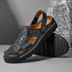(⏰Last Day 70% OFF🔥)Men's 40+ Orthopedic Closed-Toe Sandals – Full-Grain Leather, Adjustable, Handmade for Fishing, Gardening & Daily Wear