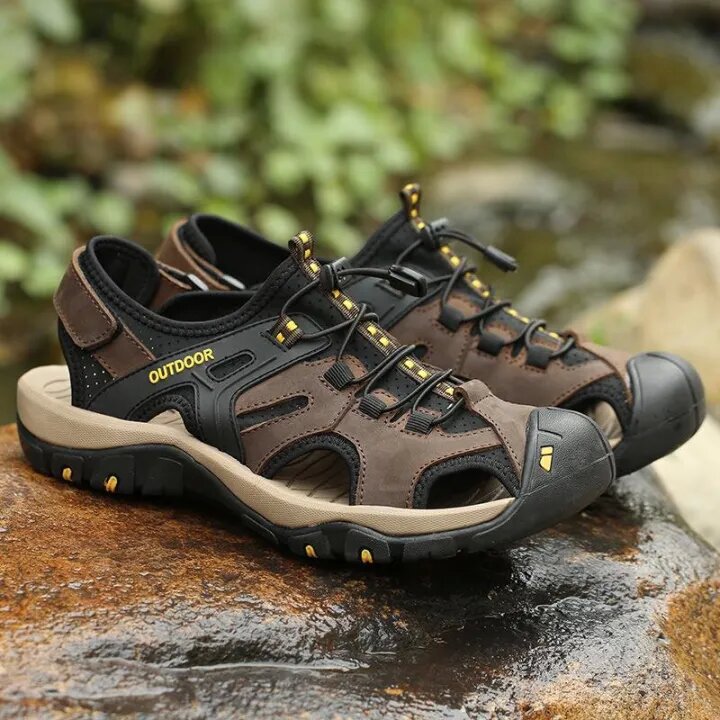 (⏳NOW ON: 53% OFF Independence Day Sale! 🔥)Men's Outdoor Sandals Sports Hiking Closed Toe Leather Athletic Sandals