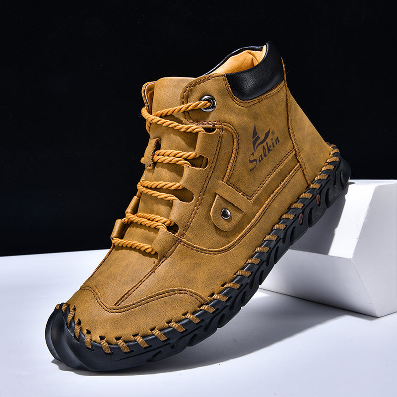 (⏰ 70% OFF – Limited Time Offer) Men’s Comfortable Orthopedic Leather Boots – Arch Support, Shock Absorbing, Wide Toe, Waterproof, Anti-Slip, Breathable, Lightweight & Handmade for Everyday & Outdoor Wear