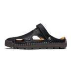 (⏰Limited Time Sale 70% OFF🔥)Men's Full-Grain Leather Sandals – Closed-Toe, Adjustable for Fishing & Gardening