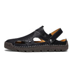 (⏰Limited Time Sale 70% OFF🔥)Men's Full-Grain Leather Sandals – Closed-Toe, Adjustable for Fishing & Gardening