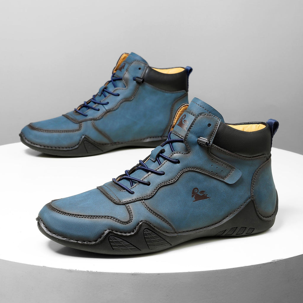 (⏰Last Day 70% OFF🔥) Men’s Mid-Top Leather Boots – Slip-On, Lightweight & Shock-Absorbing for Warehouse Work, Driving & Everyday Comfort, Durable for 3 years