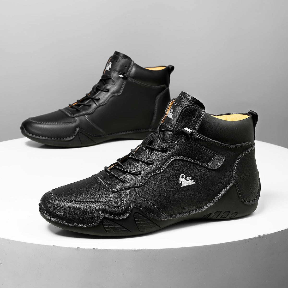 (⏰Last Day 70% OFF🔥) Men’s Mid-Top Leather Boots – Slip-On, Lightweight & Shock-Absorbing for Warehouse Work, Driving & Everyday Comfort, Durable for 3 years