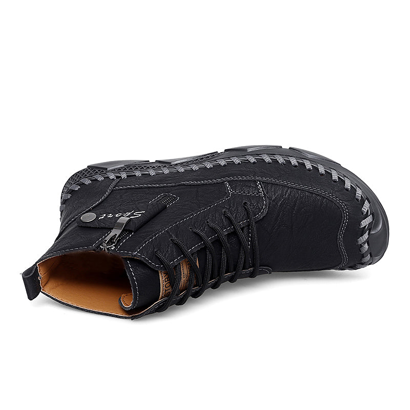 (⏰NOW ON: 70% OFF Sale! 🔥)Men’s Leather Work & Motorcycle Chukka Boots – Durable, Lightweight, Non-Slip Sole with Ankle Support for Long Rides & Long Days