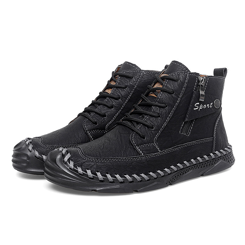 (⏰NOW ON: 70% OFF Sale! 🔥)Men’s Leather Work & Motorcycle Chukka Boots – Durable, Lightweight, Non-Slip Sole with Ankle Support for Long Rides & Long Days
