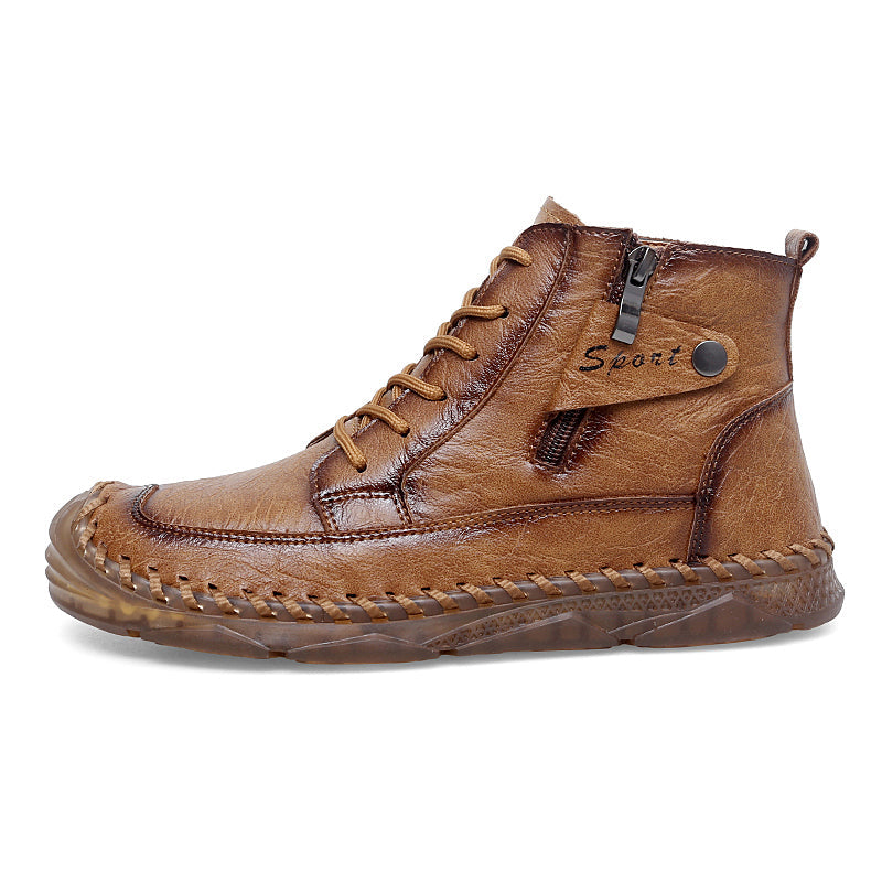 (⏰NOW ON: 70% OFF Sale! 🔥)Men’s Leather Work & Motorcycle Chukka Boots – Durable, Lightweight, Non-Slip Sole with Ankle Support for Long Rides & Long Days