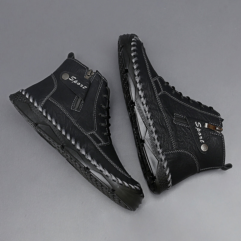 (⏰NOW ON: 70% OFF Sale! 🔥)Men’s Leather Work & Motorcycle Chukka Boots – Durable, Lightweight, Non-Slip Sole with Ankle Support for Long Rides & Long Days