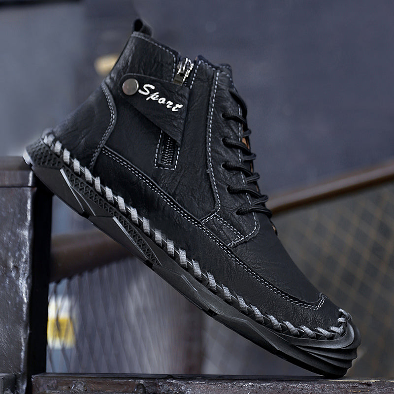 (⏰NOW ON: 70% OFF Sale! 🔥)Men’s Leather Work & Motorcycle Chukka Boots – Durable, Lightweight, Non-Slip Sole with Ankle Support for Long Rides & Long Days