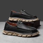 Handcrafted Leather Slip-On Loafers - Versatile Comfort-Focused Shoes