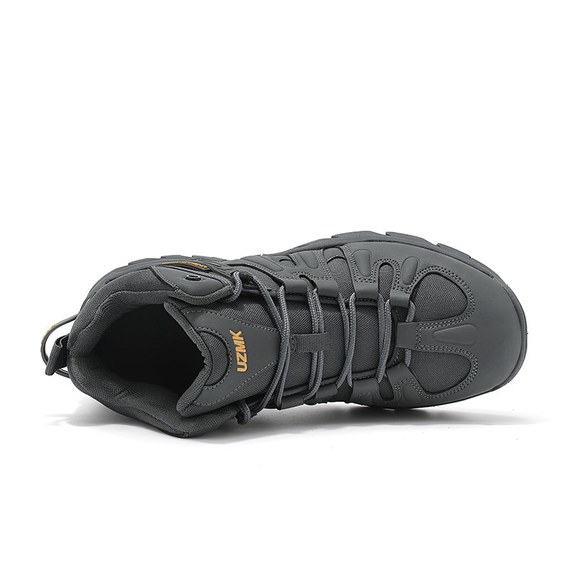 (🔥Last Day Promotion 70% OFF 🎁) Men’s Leather Hiking and Work Boots, Waterproof Lightweight Orthopedic Comfort, Slip Resistant Anti Puncture, Shock Absorbing Arch and Ankle Support, for Wet Trails Construction and Long Walks