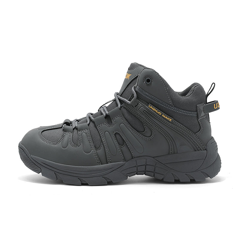 (🔥Last Day Promotion 70% OFF 🎁) Men’s Leather Hiking and Work Boots, Waterproof Lightweight Orthopedic Comfort, Slip Resistant Anti Puncture, Shock Absorbing Arch and Ankle Support, for Wet Trails Construction and Long Walks