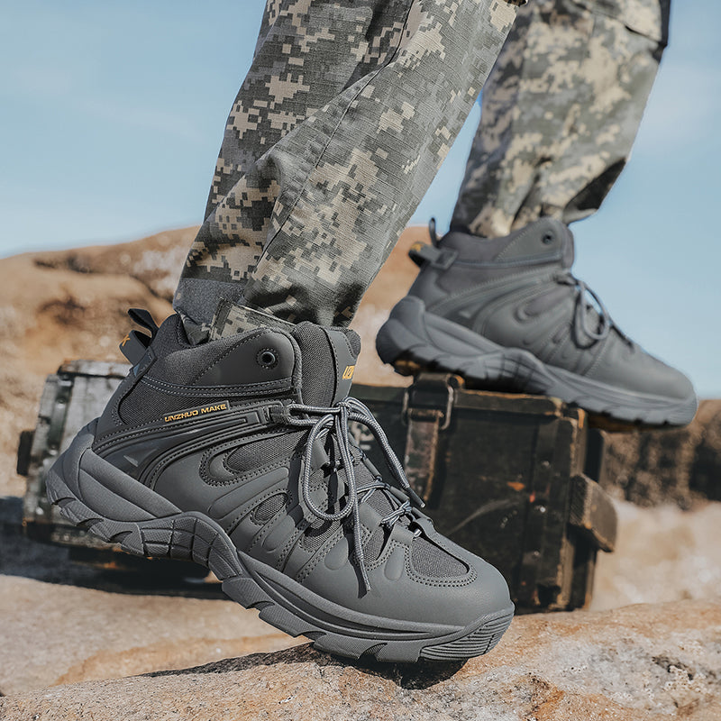 (🔥Last Day Promotion 70% OFF 🎁) Men’s Leather Hiking and Work Boots, Waterproof Lightweight Orthopedic Comfort, Slip Resistant Anti Puncture, Shock Absorbing Arch and Ankle Support, for Wet Trails Construction and Long Walks