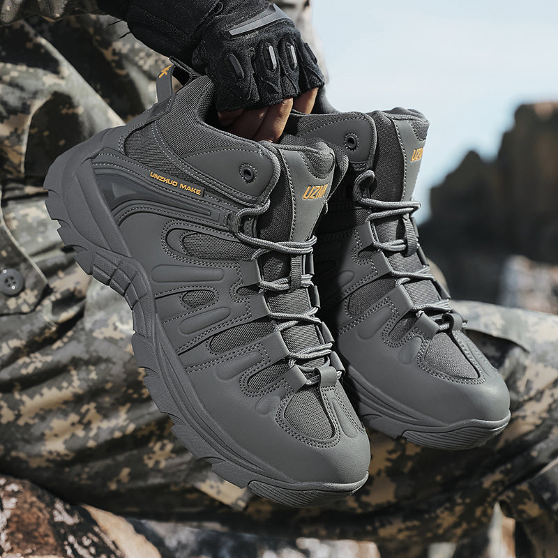(🔥Last Day Promotion 70% OFF 🎁) Men’s Leather Hiking and Work Boots, Waterproof Lightweight Orthopedic Comfort, Slip Resistant Anti Puncture, Shock Absorbing Arch and Ankle Support, for Wet Trails Construction and Long Walks