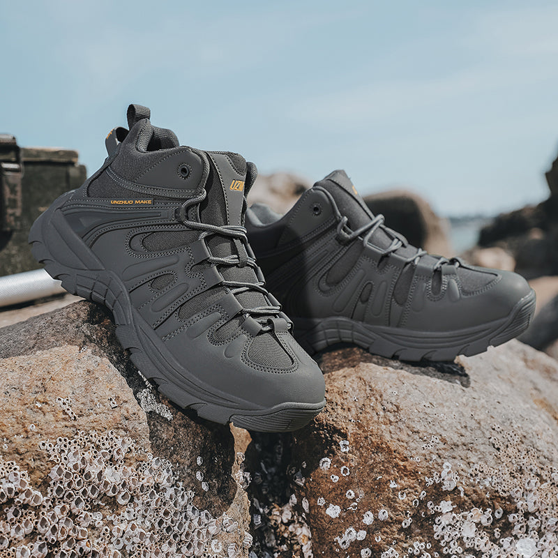 (🔥Last Day Promotion 70% OFF 🎁) Men’s Leather Hiking and Work Boots, Waterproof Lightweight Orthopedic Comfort, Slip Resistant Anti Puncture, Shock Absorbing Arch and Ankle Support, for Wet Trails Construction and Long Walks