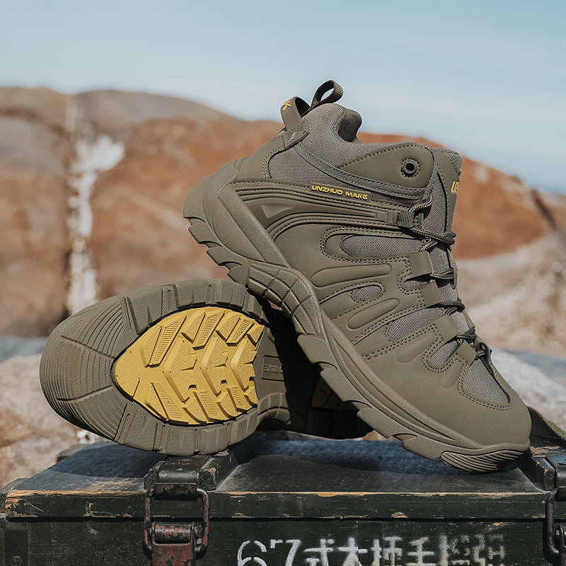 (🔥Last Day Promotion 70% OFF 🎁) Men’s Leather Hiking and Work Boots, Waterproof Lightweight Orthopedic Comfort, Slip Resistant Anti Puncture, Shock Absorbing Arch and Ankle Support, for Wet Trails Construction and Long Walks