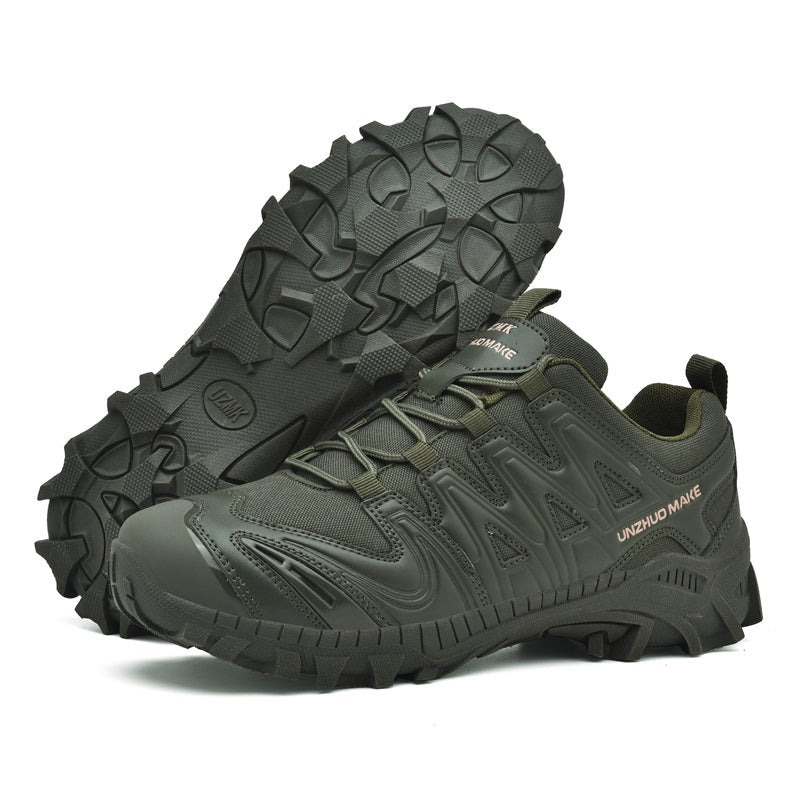 Men’s Lightweight Hiking/Work Shoes — Multi-Terrain Slip-Resistant, Breathable Quick-Dry Mesh, Shock-Absorbing Arch Support, Wide Protective Toe & Ankle Support