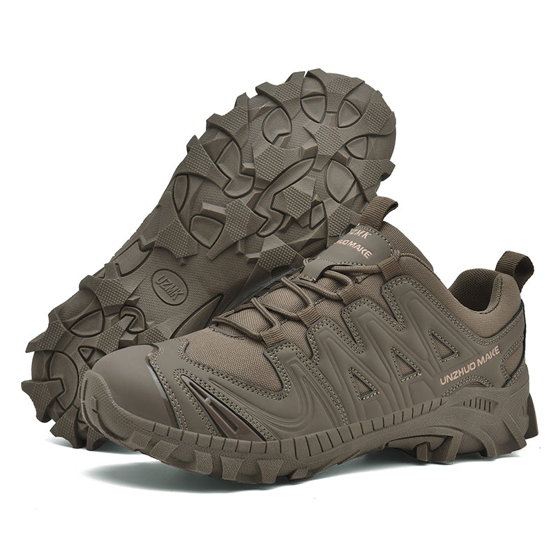 Men’s Lightweight Hiking/Work Shoes — Multi-Terrain Slip-Resistant, Breathable Quick-Dry Mesh, Shock-Absorbing Arch Support, Wide Protective Toe & Ankle Support