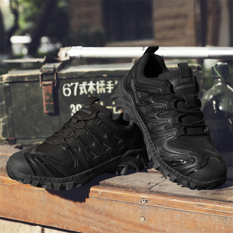 Men’s Lightweight Hiking/Work Shoes — Multi-Terrain Slip-Resistant, Breathable Quick-Dry Mesh, Shock-Absorbing Arch Support, Wide Protective Toe & Ankle Support