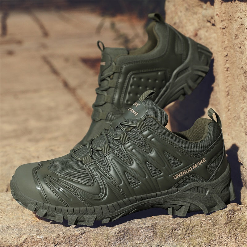 Men’s Lightweight Hiking/Work Shoes — Multi-Terrain Slip-Resistant, Breathable Quick-Dry Mesh, Shock-Absorbing Arch Support, Wide Protective Toe & Ankle Support