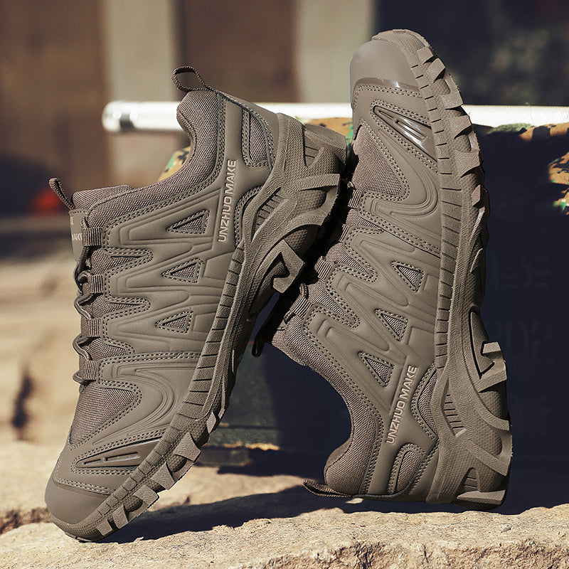 Men’s Lightweight Hiking/Work Shoes — Multi-Terrain Slip-Resistant, Breathable Quick-Dry Mesh, Shock-Absorbing Arch Support, Wide Protective Toe & Ankle Support