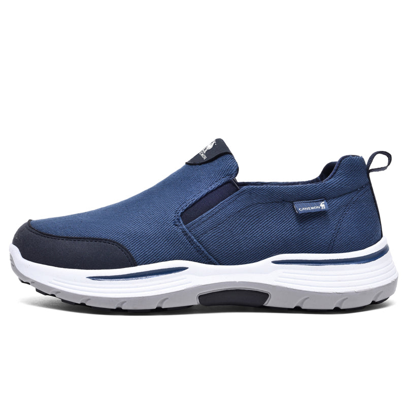 Men’s Slip-On Walking Shoes – Lightweight Cushioned Sole, Waterproof Mesh, Wide Toe Box, Arch Support & Non-Slip Traction