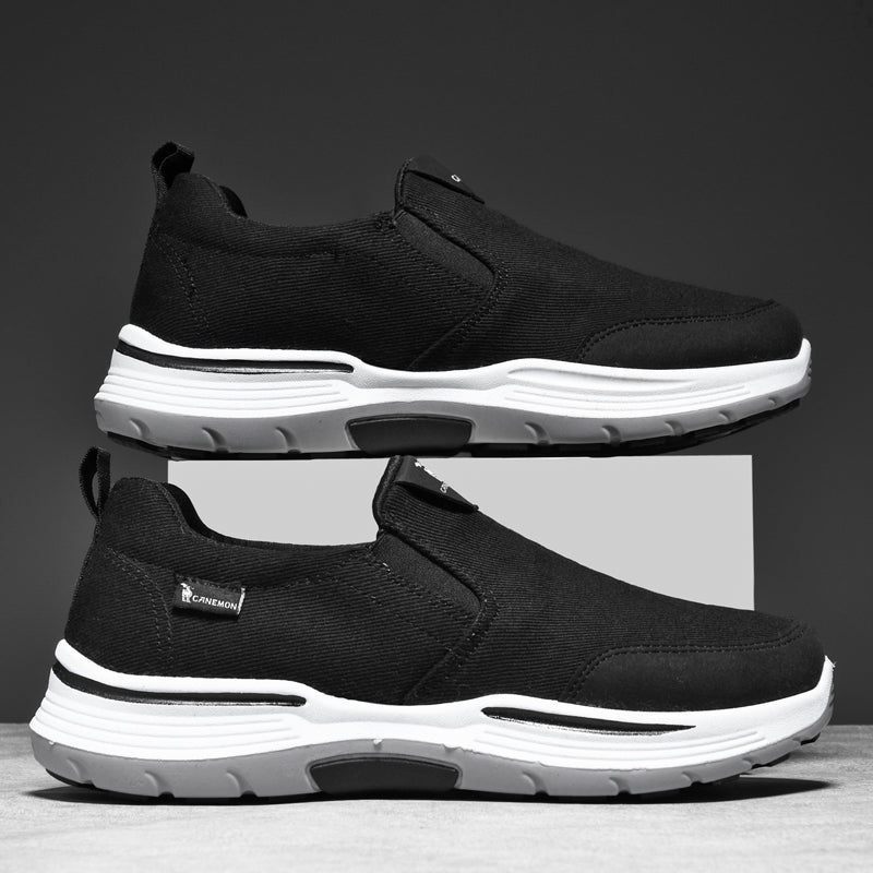Men’s Slip-On Walking Shoes – Lightweight Cushioned Sole, Waterproof Mesh, Wide Toe Box, Arch Support & Non-Slip Traction