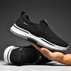 Men’s Slip-On Walking Shoes – Lightweight Cushioned Sole, Waterproof Mesh, Wide Toe Box, Arch Support & Non-Slip Traction