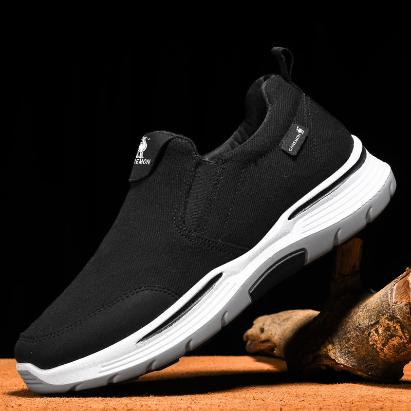 Men’s Slip-On Walking Shoes – Lightweight Cushioned Sole, Waterproof Mesh, Wide Toe Box, Arch Support & Non-Slip Traction