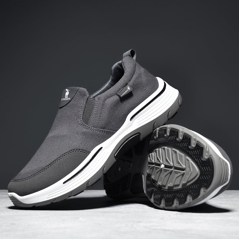 Men’s Slip-On Walking Shoes – Lightweight Cushioned Sole, Waterproof Mesh, Wide Toe Box, Arch Support & Non-Slip Traction