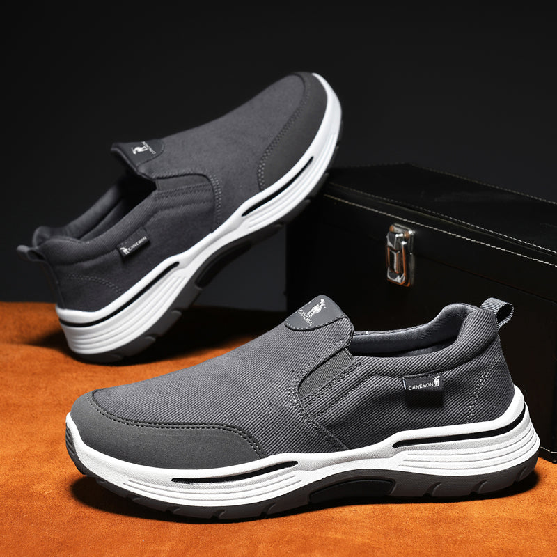 Men’s Slip-On Walking Shoes – Lightweight Cushioned Sole, Waterproof Mesh, Wide Toe Box, Arch Support & Non-Slip Traction