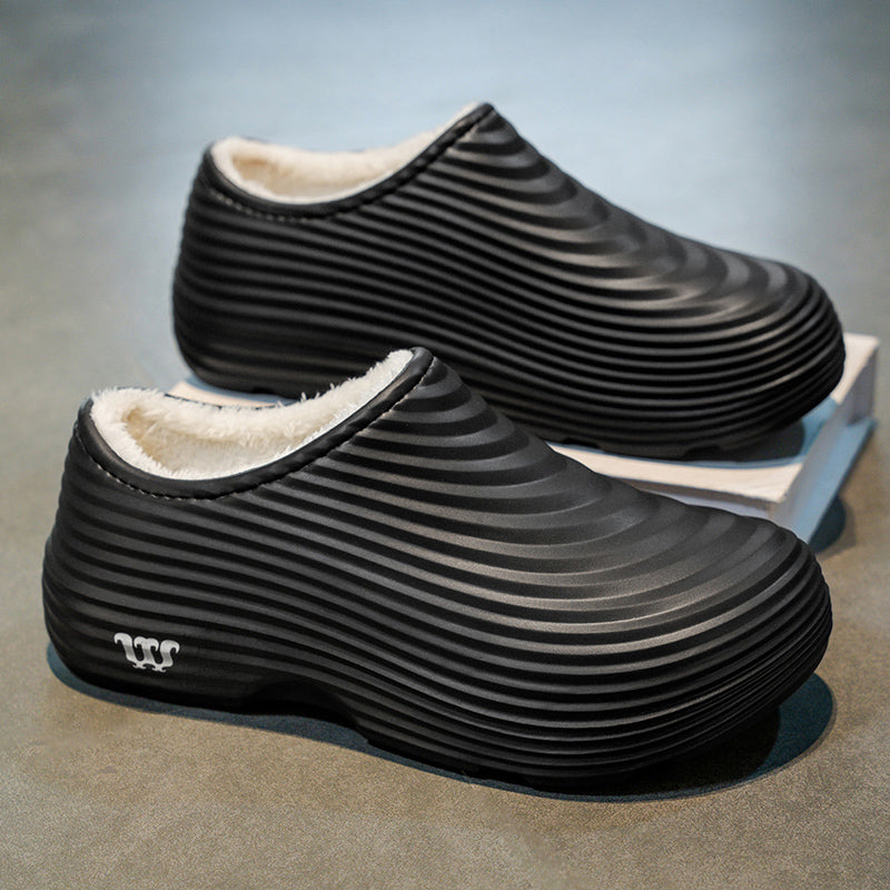 Unisex Fall/Winter Warm EVA Slip-On Clogs – Comfortable Pain-Relief Shoes with Arch Support, Waterproof & Non-Slip, Cozy Sherpa Lining for Indoor & Home Casual Wear