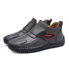 Mens Hand Stitching Leather Lace Up Ankle Boots Casual Vintage Non Slip Flats Arch Support Loafers for Hiking Walking Driving Chukka Boots