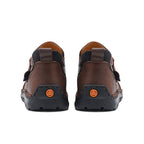 Mens Hand Stitching Leather Lace Up Ankle Boots Casual Vintage Non Slip Flats Arch Support Loafers for Hiking Walking Driving Chukka Boots