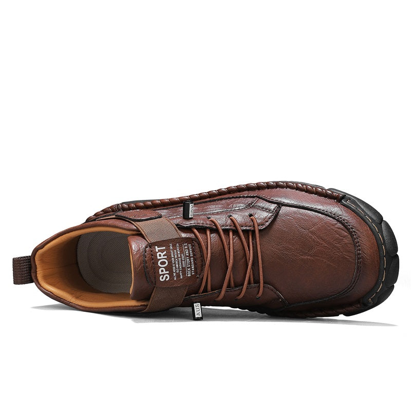 Mens Casual Leather Shoes Ankle Chukka Boots Slip On Lightweight Loafers Mid top Walking Driving Shoes for Male