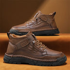 Mens Casual Leather Shoes Ankle Chukka Boots Slip On Lightweight Loafers Mid top Walking Driving Shoes for Male