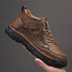 Mens Casual Leather Shoes Ankle Chukka Boots Slip On Lightweight Loafers Mid top Walking Driving Shoes for Male