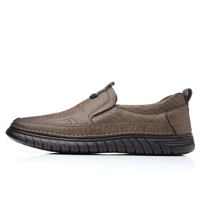 Slip-On Genuine Leather Loafers: Breathable Soft Calfskin, Cloud Cushion Sole for Driving & Business Casual