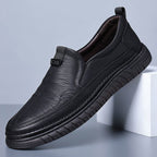 Slip-On Genuine Leather Loafers: Breathable Soft Calfskin, Cloud Cushion Sole for Driving & Business Casual